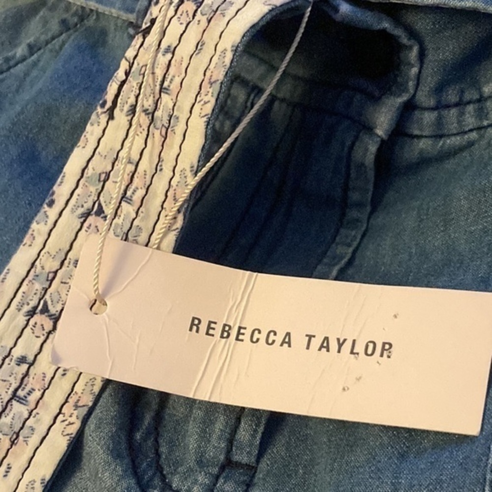 Rebecca Taylor Blue Chambbray Belted Tapered Leg Pants NWT size 2 - Picture 6 of 14
